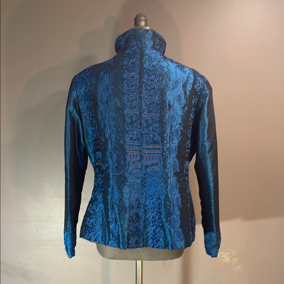 Elegant beautiful Blue ornate blazer with light shoulder pads - similar to US 12 - Picture 7 of 17